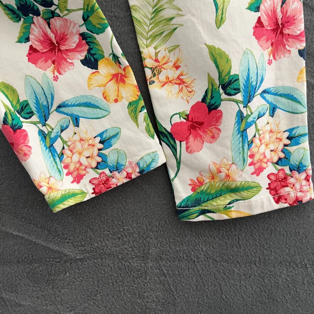 TOMMY BAHAMA 🌸 Tropical Floral Jeans 27x28 Skinny Ankle Paradise Vibrant Colors - Picture 2 of 8
